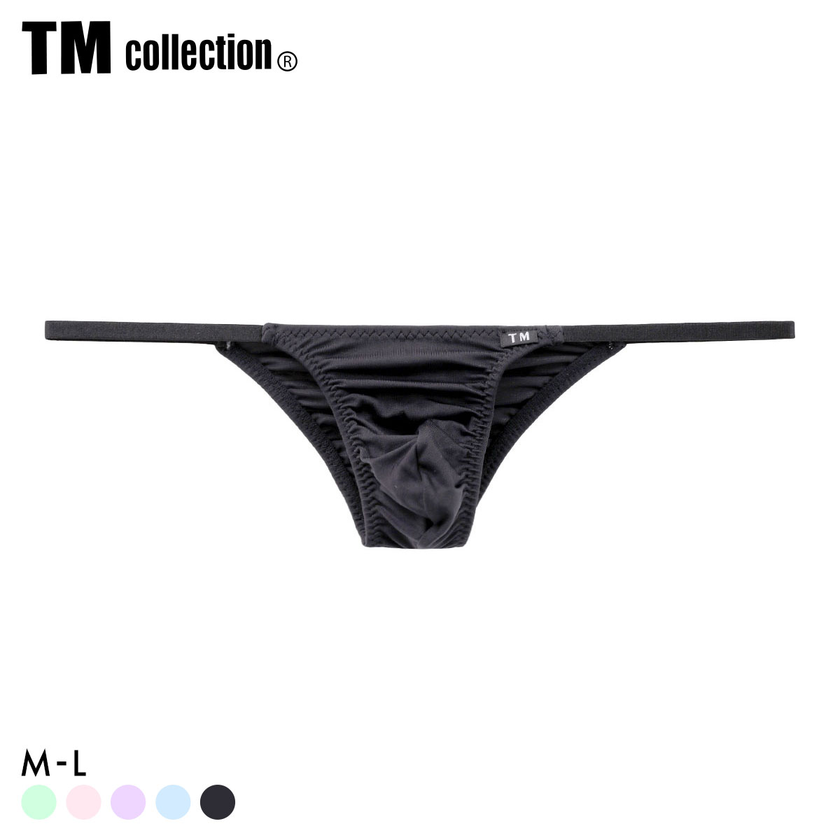 ティーエム コレクション NEW T2M2 side string ハーフバック ビキニ TM collection メンズ ブリーフ 前閉じ(BK-ブラック-M)