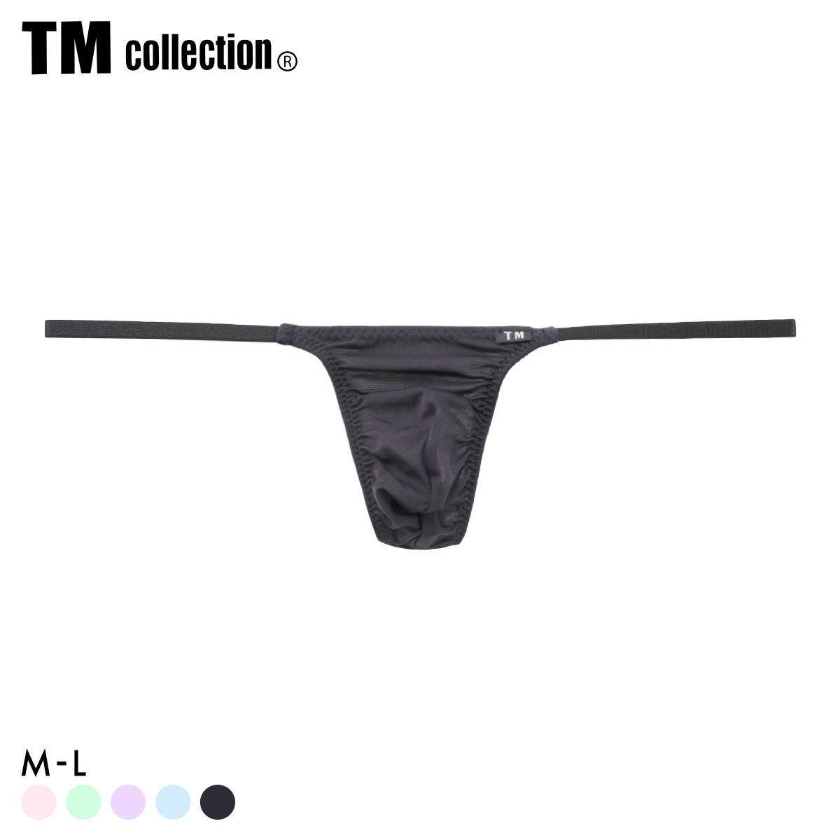 ティーエム コレクション NEW T2M2 side string Tバック ビキニ TM collection メンズ ブリーフ 前閉じ(BK-ブラック-M)