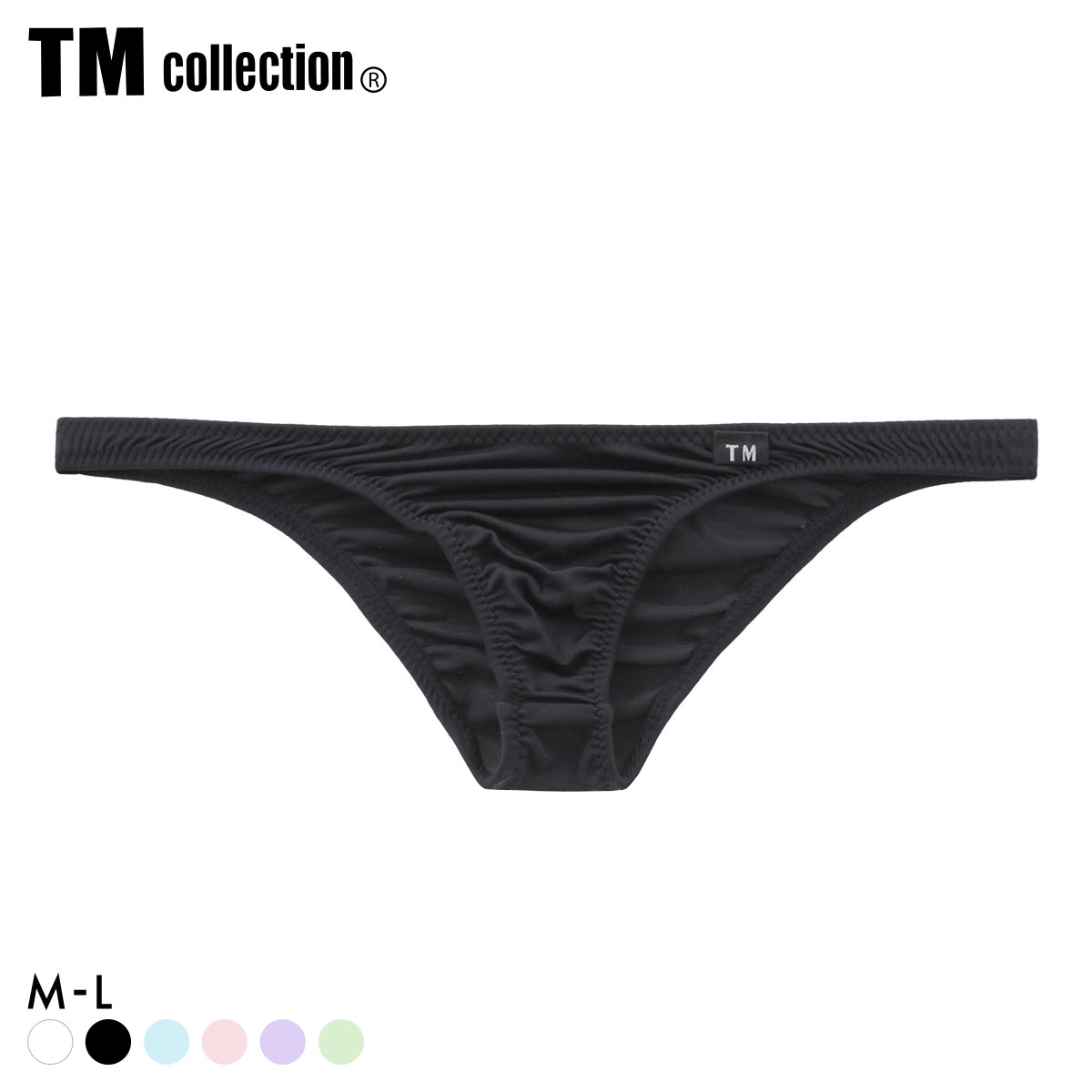 ティーエム コレクション NewT2M2 Simple Low-rise HB ハーフバック ビキニ TM collection メンズ ブリーフ 前閉じ(BK-ブラック-M)