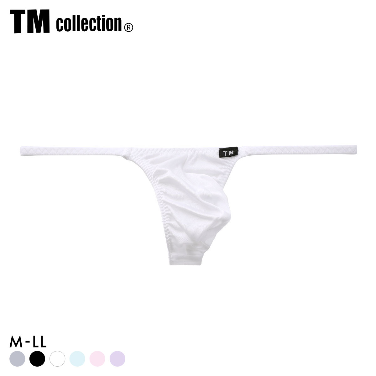 ティーエム コレクション Shinysmooth Sharp pattern TB Tバック ビキニ TM collection メンズ 前閉じ(WH-ホワイト-M)