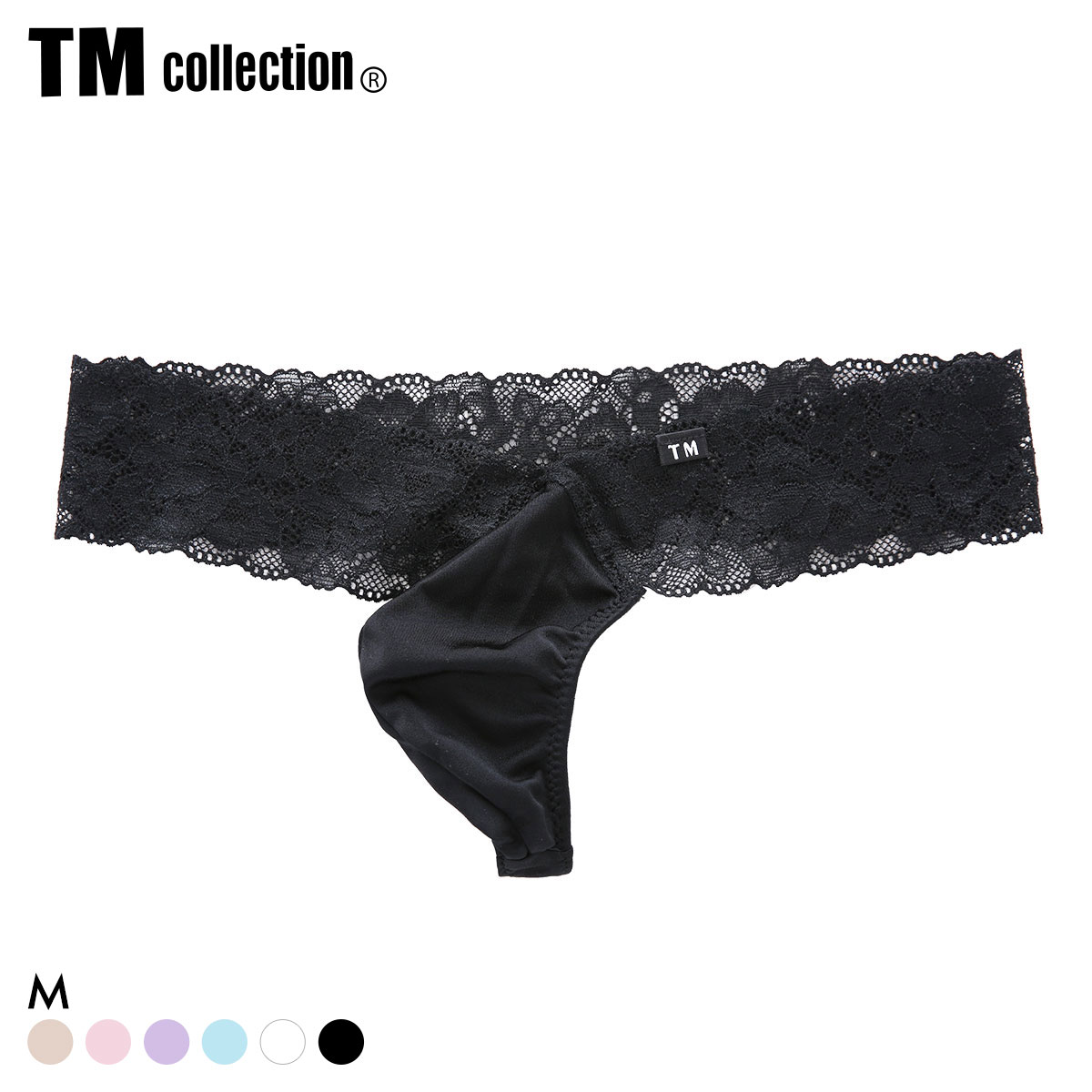 ティーエム コレクション Shinysmooth x lace Vカット TB Tバック ビキニ TM collection メンズ ブリーフ 前閉じ(BK-ブラック-M)