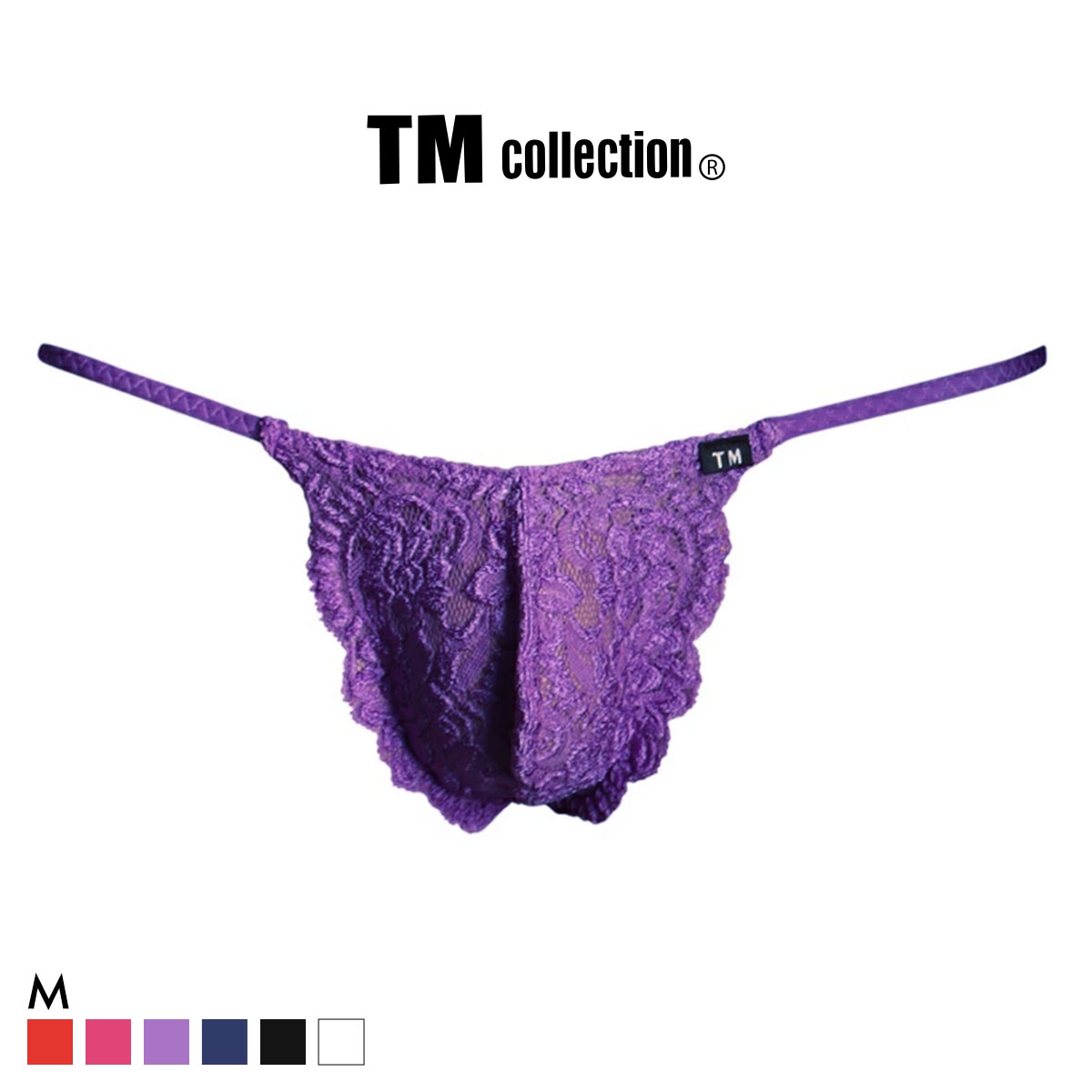 ティーエム コレクション Stretch Lace side string HB ハーフバック ビキニ TM collection メンズ 前閉じ(PU-パープル-M)