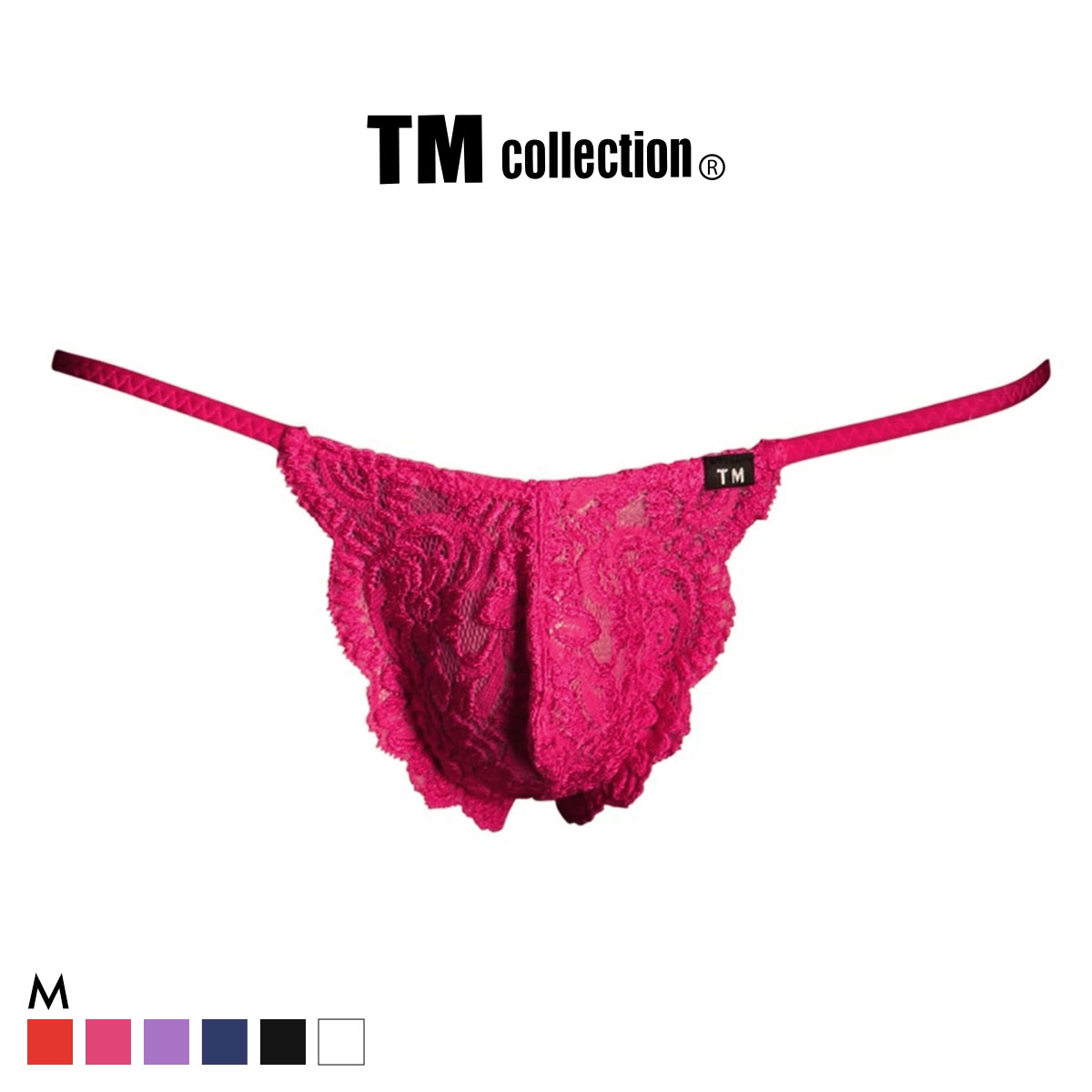 ティーエム コレクション Stretch Lace side string TB Tバック ビキニ TM collection メンズ 前閉じ(RO-ローズ-M)
