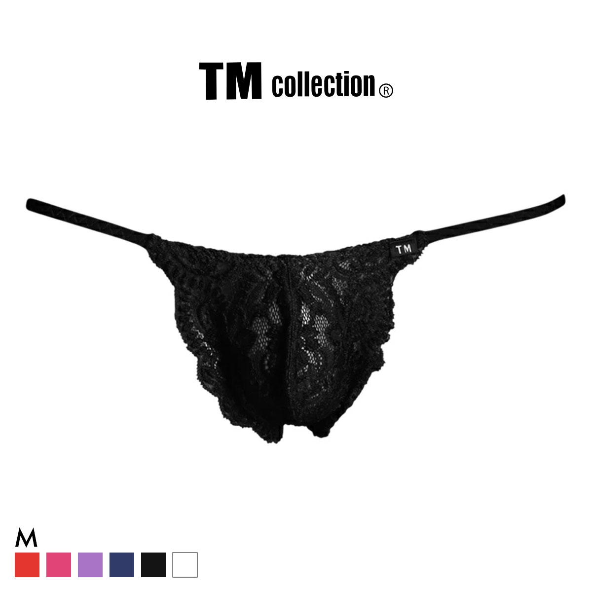 ティーエム コレクション Stretch Lace side string TB Tバック ビキニ TM collection メンズ 前閉じ(BK-ブラック-M)