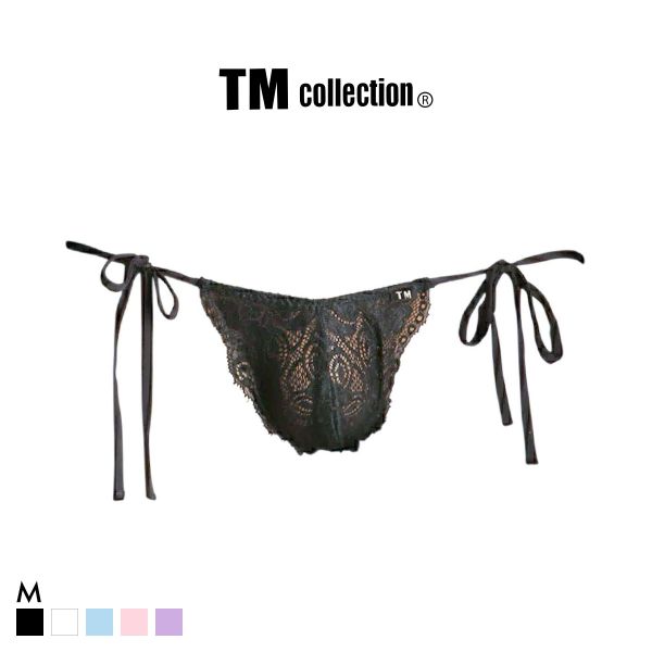 ティーエム コレクション ストレッチレース x SPヌメ2way サイドリボン HB ハーフバック ビキニ TM collection メンズ 前閉じ