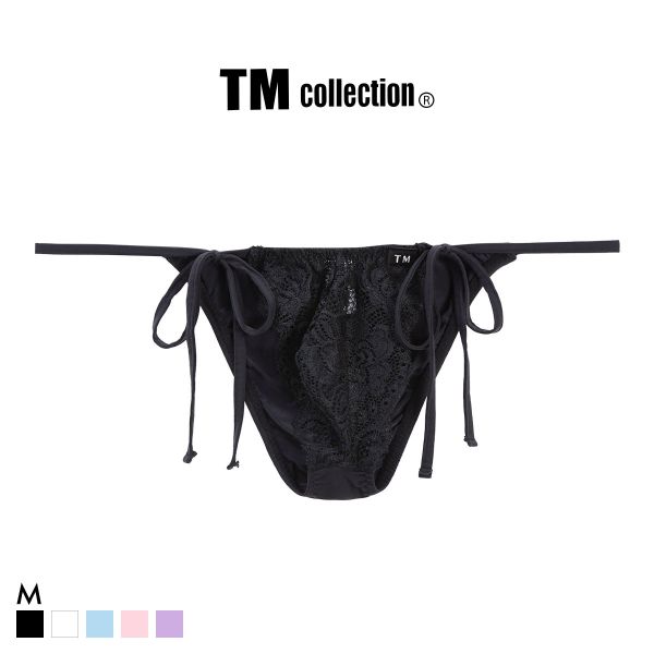 ティーエム コレクション ストレッチレース x SPヌメ2way サイドリボン HB ハーフバック ビキニ TM collection メンズ 前閉じ