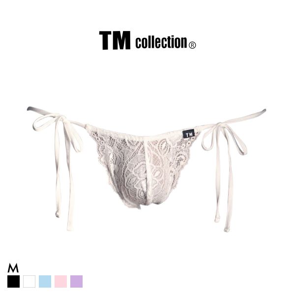 ティーエム コレクション ストレッチレース x SPヌメ2way サイドリボン TB Tバック ビキニ TM collection メンズ 前閉じ