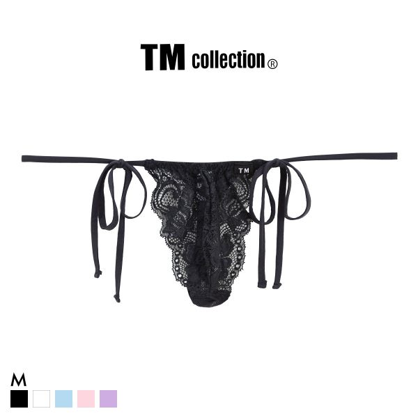 ティーエム コレクション ストレッチレース x SPヌメ2way サイドリボン TB Tバック ビキニ TM collection メンズ 前閉じ