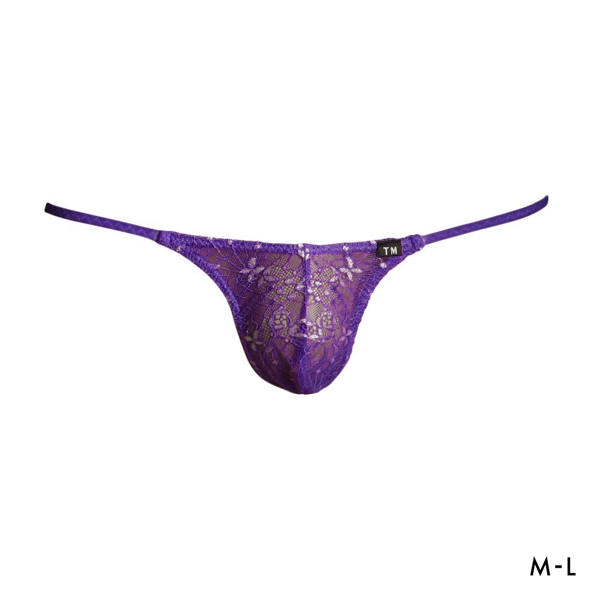 ティーエム コレクション NewT2M2 x ラメレース サイドストリング TB Tバック ビキニ TM collection メンズ 日本製(PU-パープル-M)