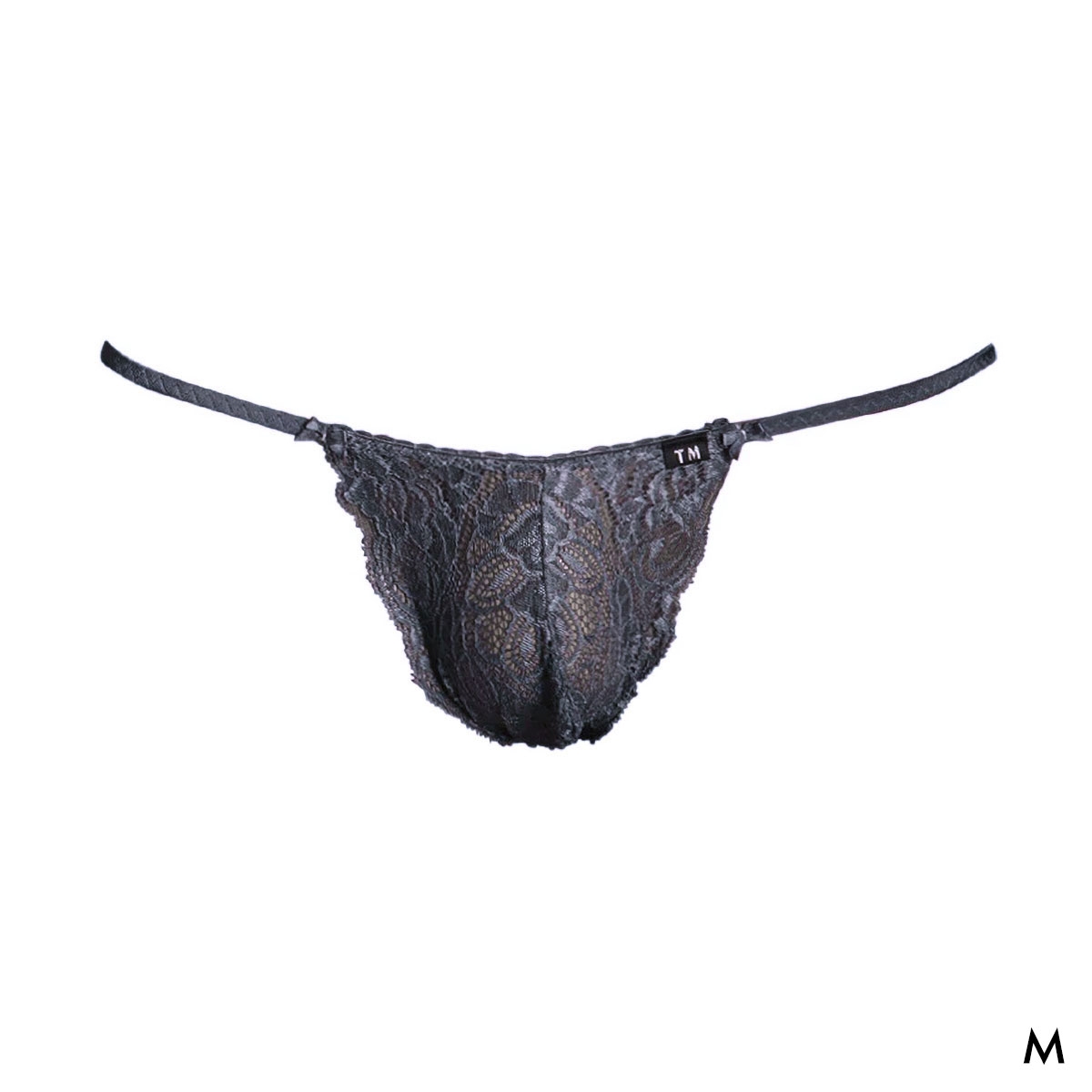ティーエム コレクション Stretch Lace x ShinySmooth Elegant TB Tバック ビキニ メンズ TM collection 日本製(GY-グレー-M)