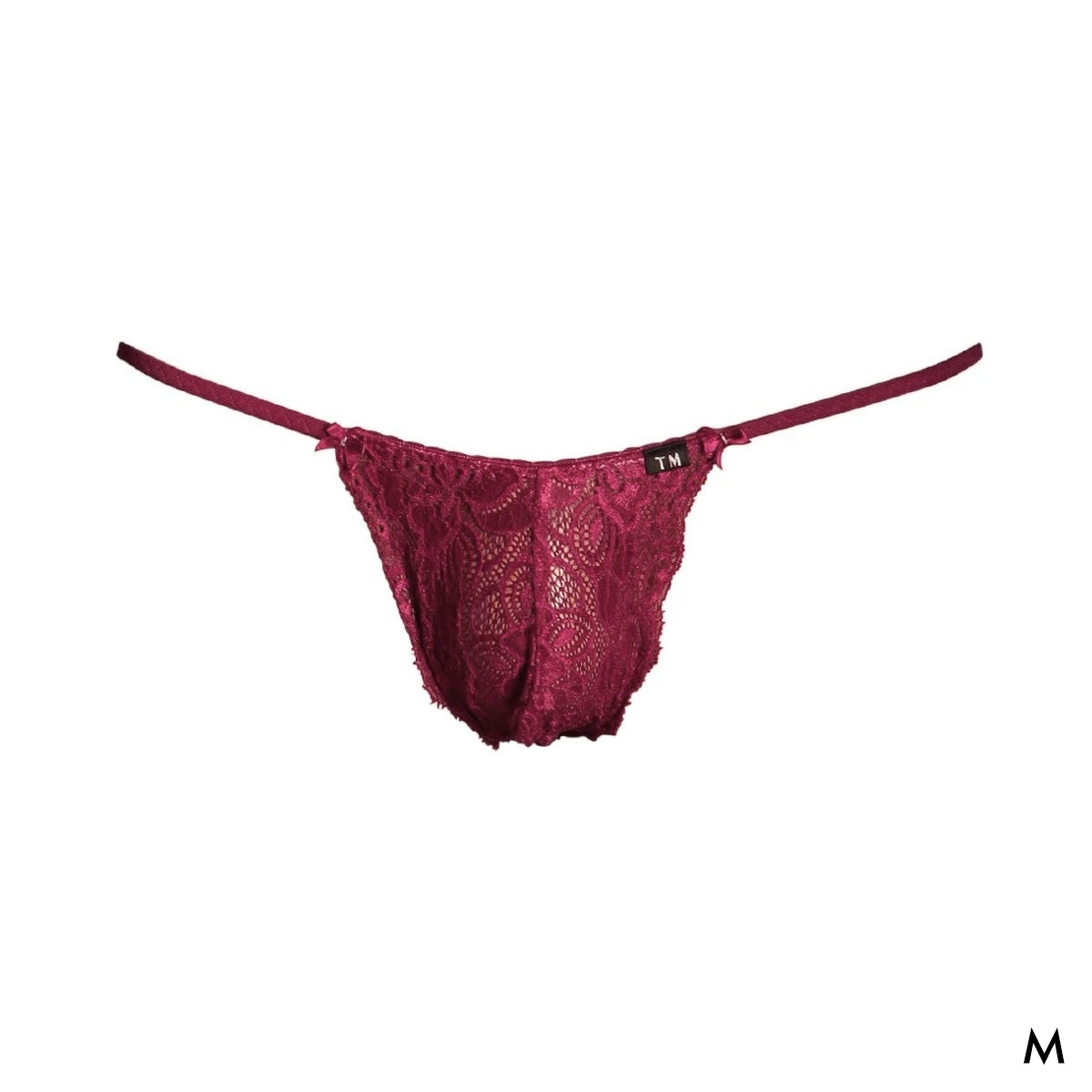 ティーエム コレクション Stretch Lace x ShinySmooth Elegant TB Tバック ビキニ メンズ TM collection 日本製(WI-ワイン-M)