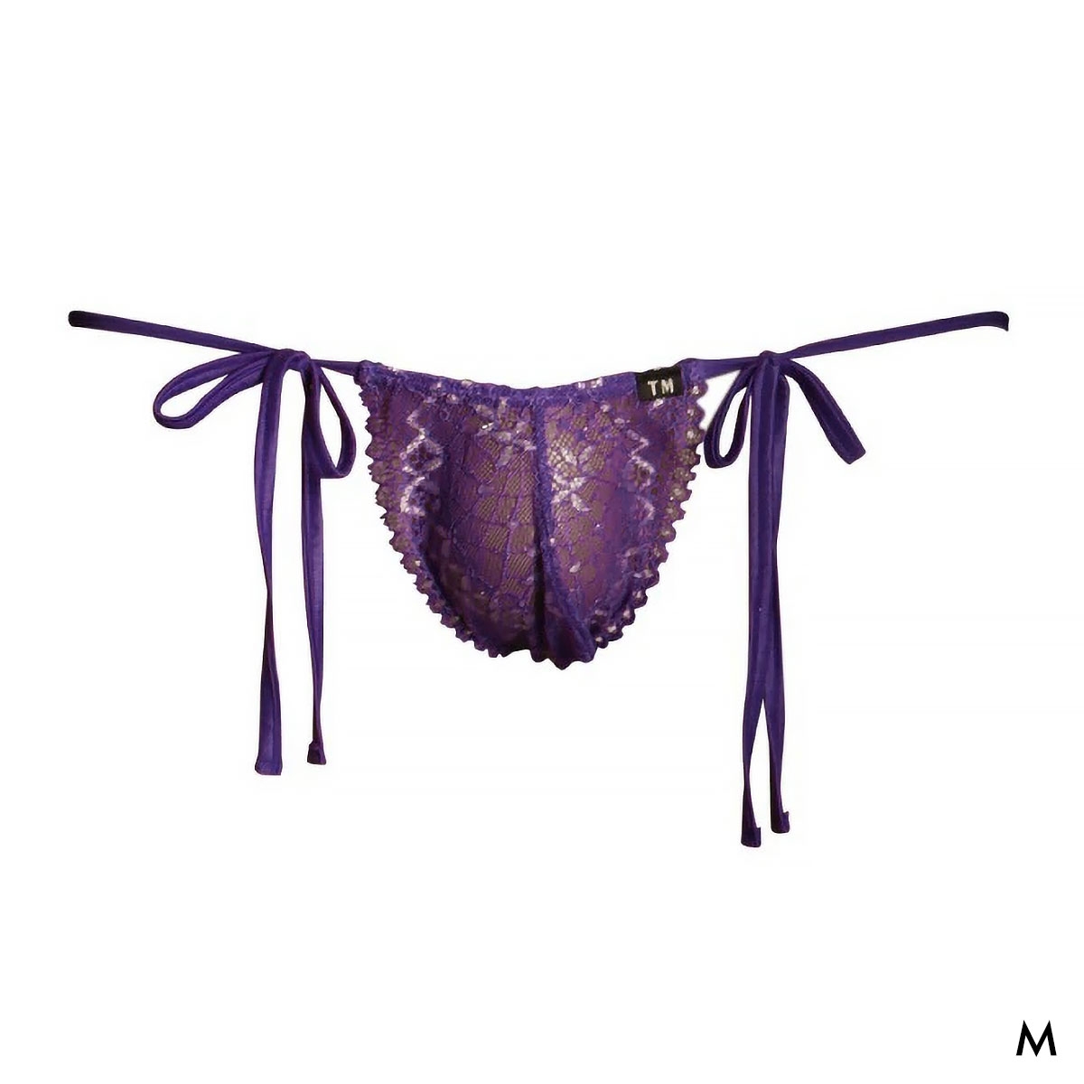 ティーエム コレクション NewT2M2 x ラメレース side ribbon TB Tバック ビキニ TM collection メンズ 日本製(PU-パープル-M)