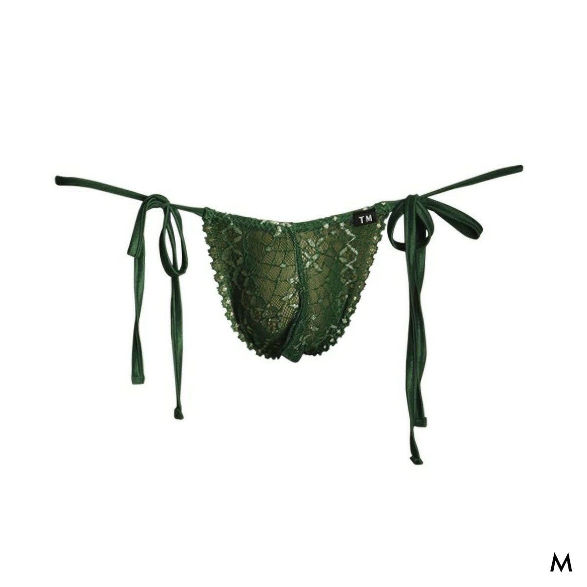 ティーエム コレクション NewT2M2 x ラメレース side ribbon TB Tバック ビキニ TM collection メンズ 日本製(GR-グリーン-M)