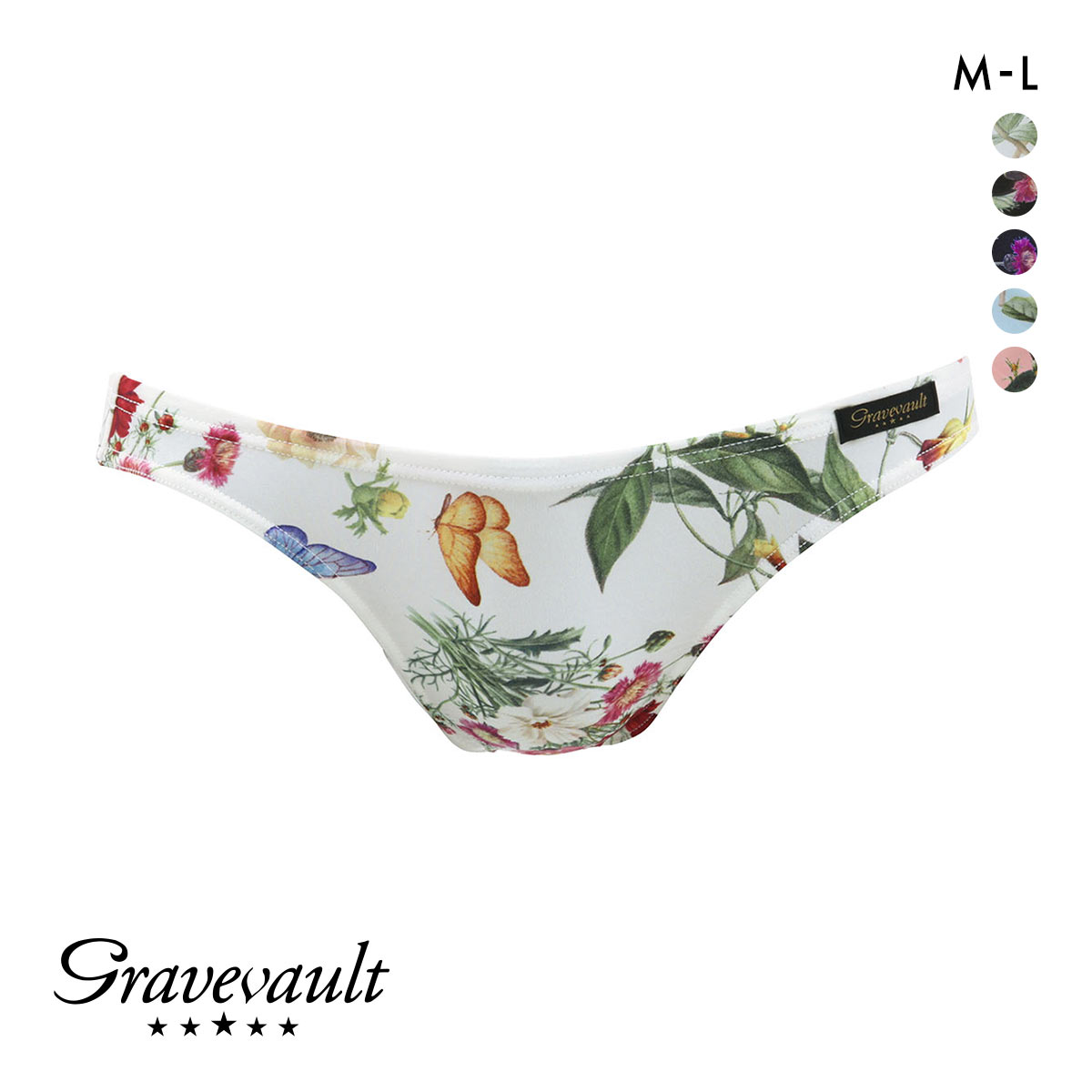 グレイブボールトGravevault フローラプリント ビキニ ブリーフ(WH-ホワイト-M)