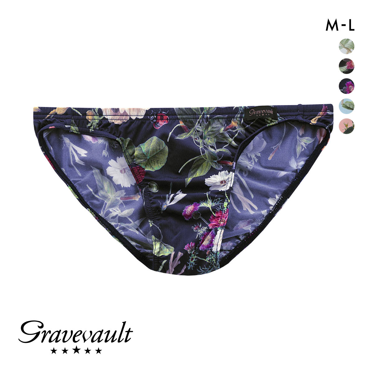 グレイブボールトGravevault フローラプリント ビキニ ブリーフ(DNV-濃ネイビー-M)