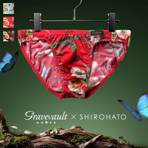 グレイブボールト Gravevault 白鳩別注 FLORA フローラ ビキニブリーフ 前閉じ 股上浅め フルバック メンズ 日本製 3050975