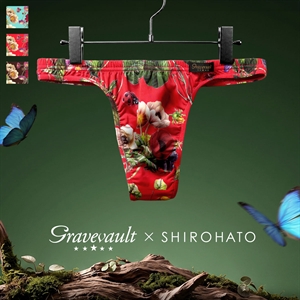 グレイブボールト Gravevault 白鳩別注 FLORA フローラ ビキニ Tバック 股上浅め 前閉じ 花柄 メンズ 日本製 3050976