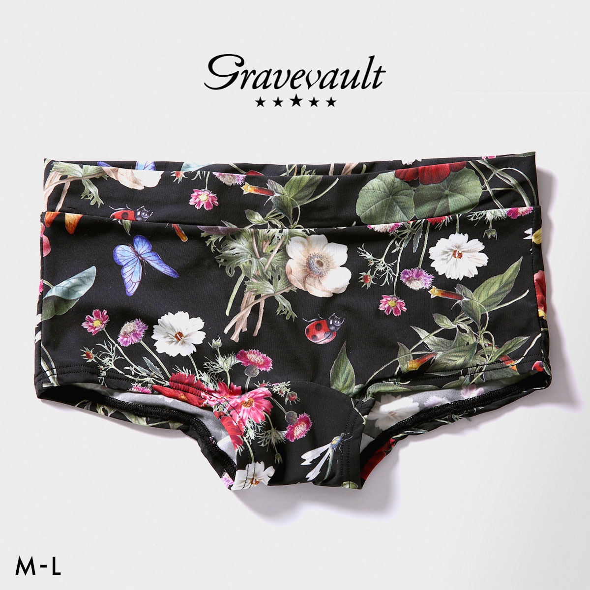 グレイブボールト FLORA Shorty ボクサーショーツ レディース ショーツ ボーイレングス ローライズ ペア Gravevault(BK-ブラック-M)