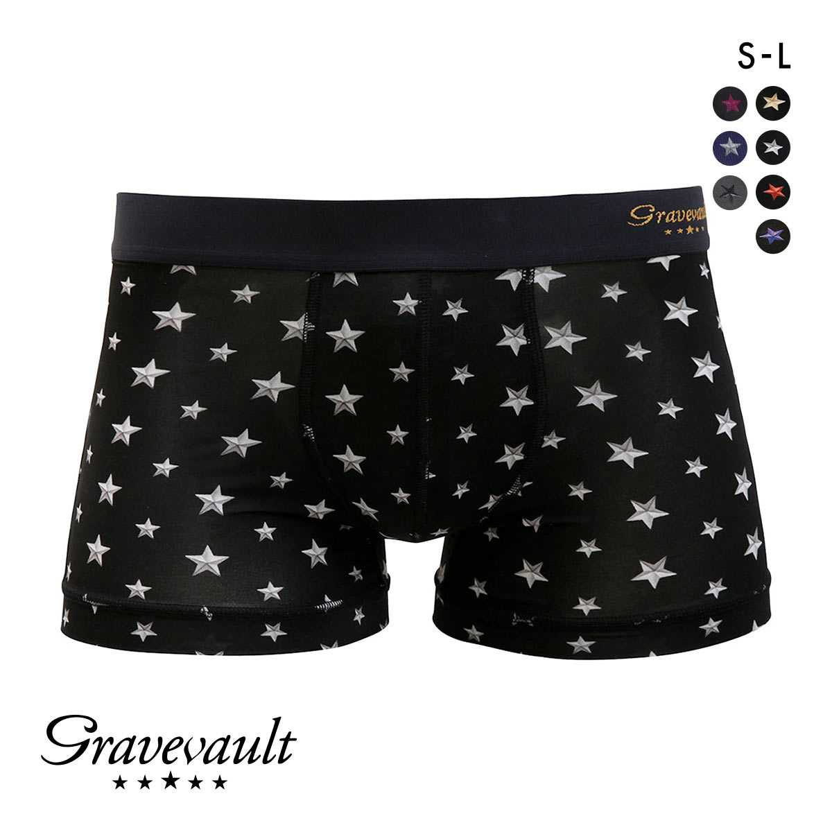 グレイブボールト Gravevault　STAR STUDS ショートボクサーパンツ SML 3051212(SL-シルバー-S)