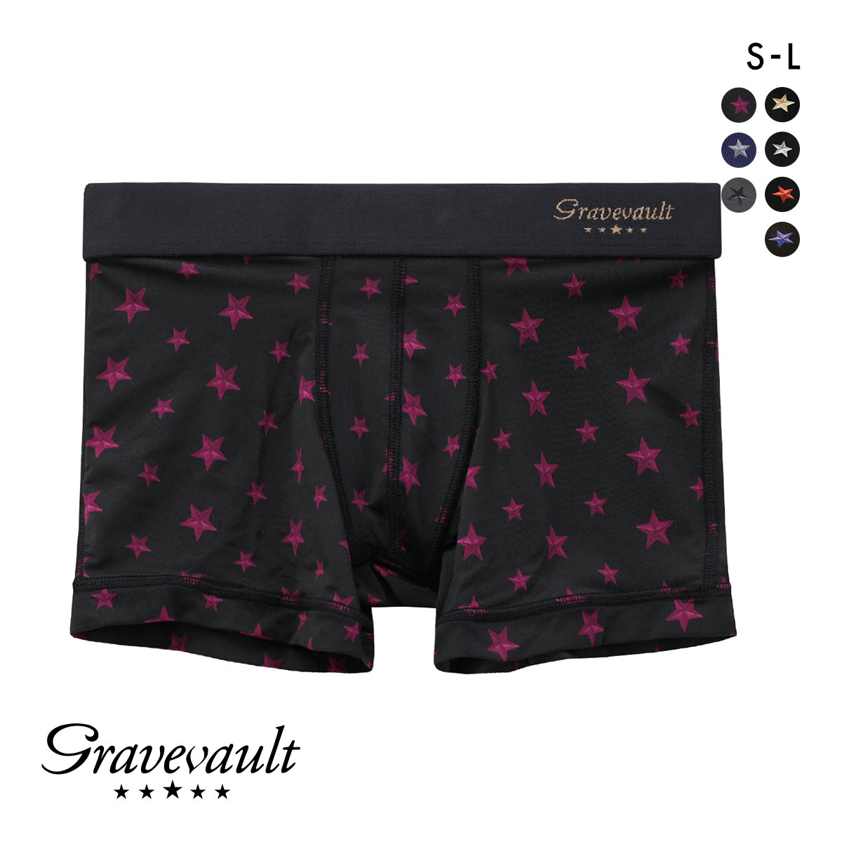 グレイブボールト Gravevault　STAR STUDS ショートボクサーパンツ SML 3051212(RO-ローズ-S)