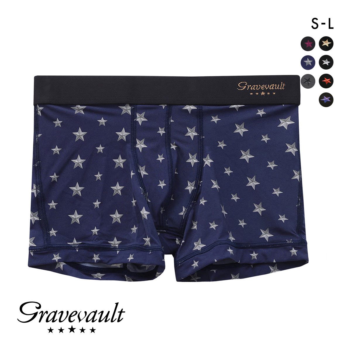 グレイブボールト Gravevault　STAR STUDS ショートボクサーパンツ SML 3051212(NV-ネイビー-S)