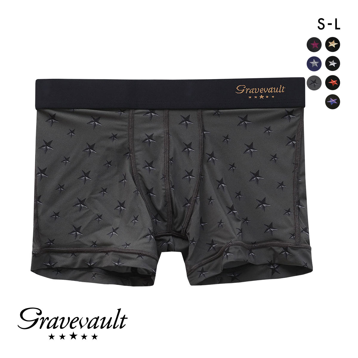 グレイブボールト Gravevault　STAR STUDS ショートボクサーパンツ SML 3051212(CGY-チャコール-S)