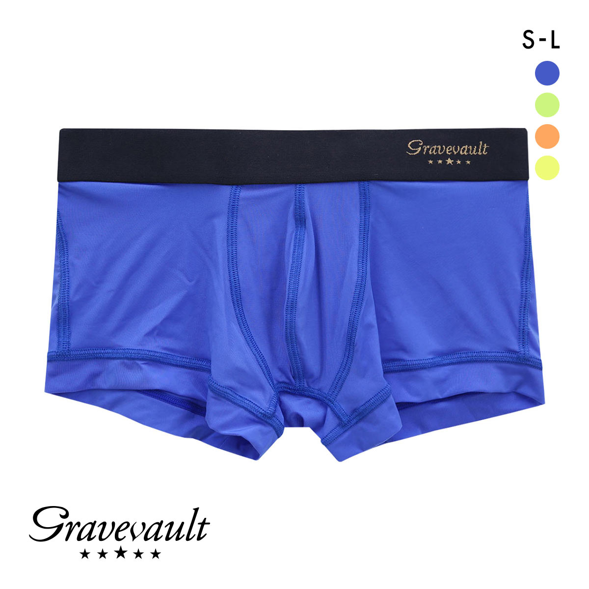 グレイブボールトGravevault PLAIN NEON colors ボクサーパンツ ローライズ SML 3051461(BU-ブルー-S)