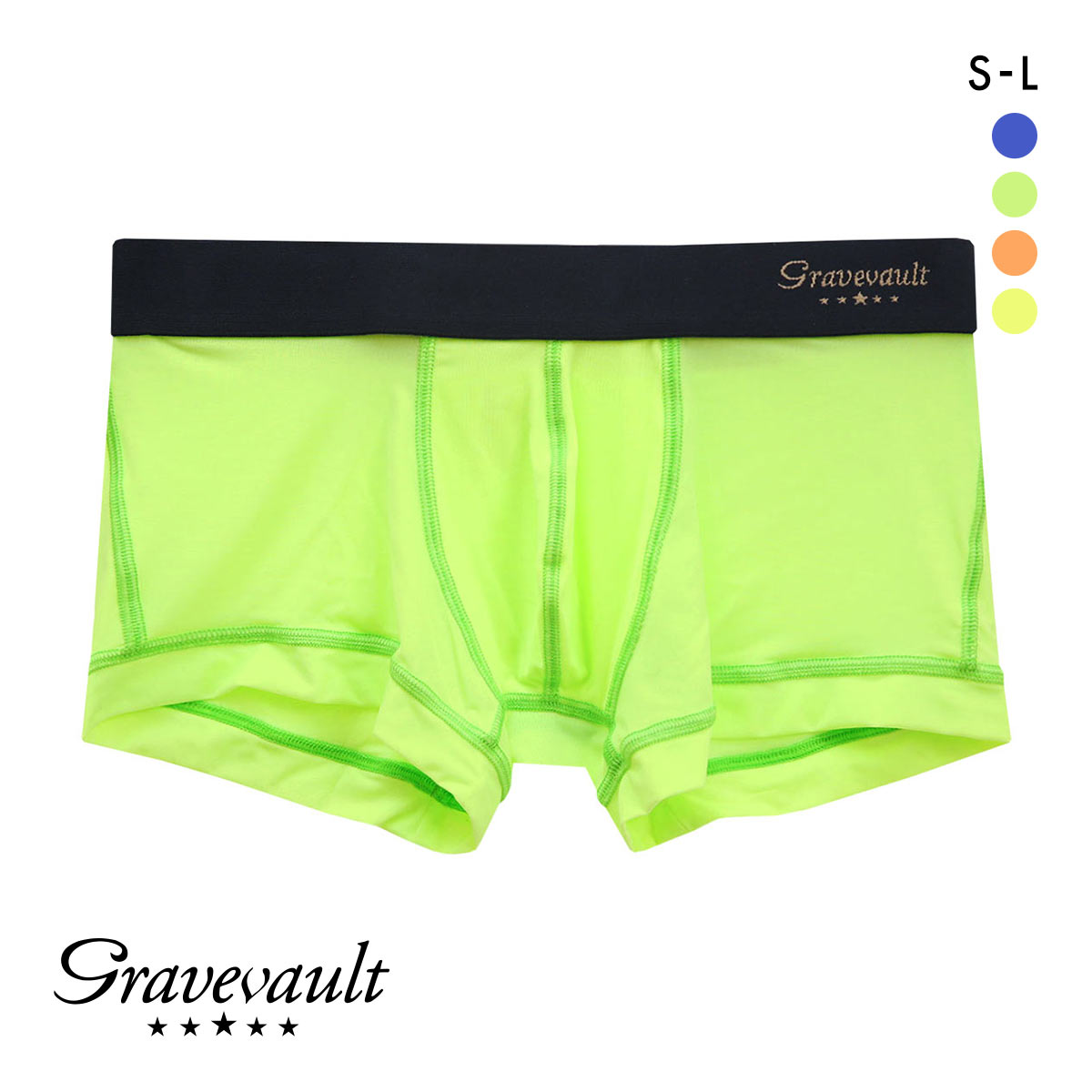 グレイブボールトGravevault PLAIN NEON colors ボクサーパンツ ローライズ SML 3051461(GR-グリーン-S)