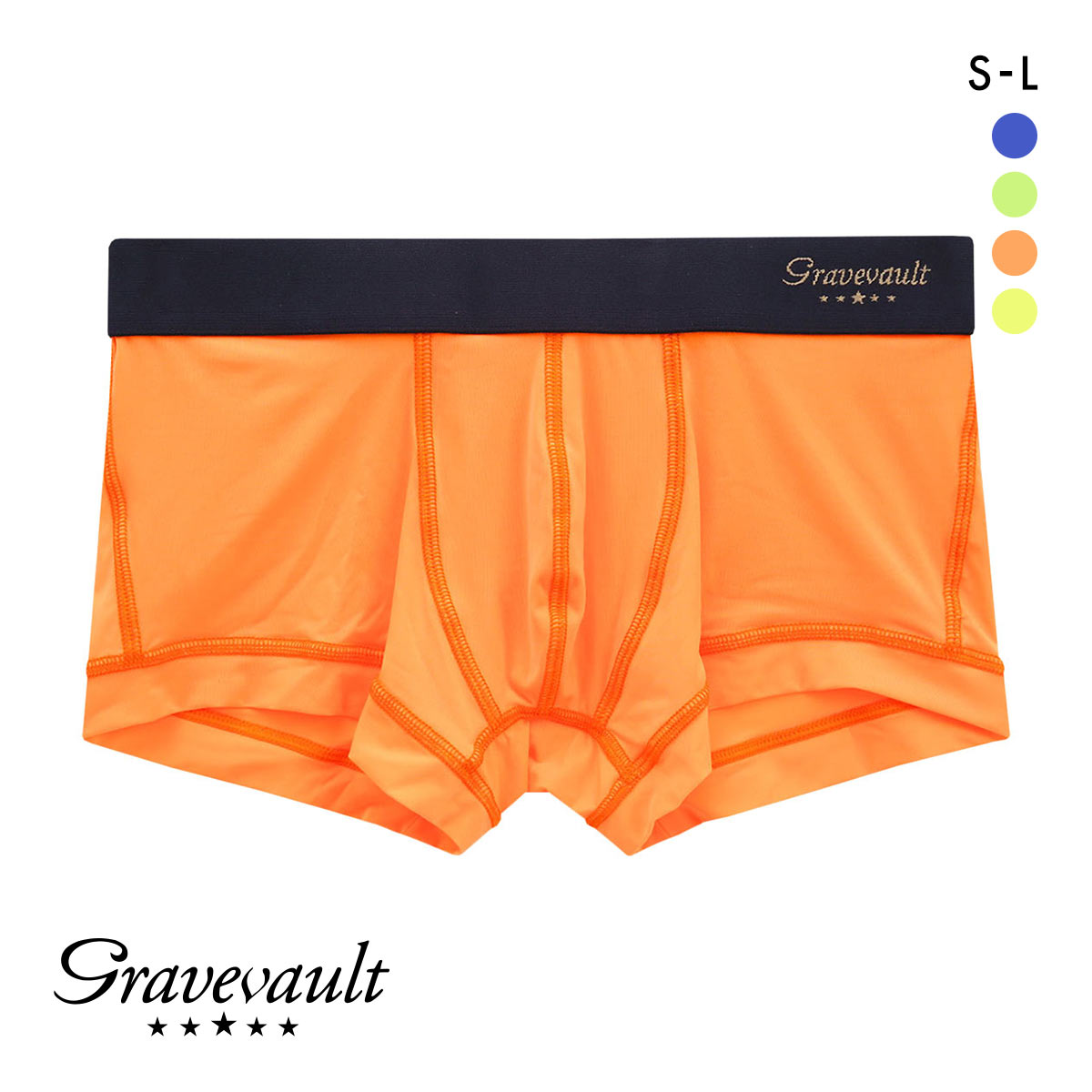 グレイブボールトGravevault PLAIN NEON colors ボクサーパンツ ローライズ SML 3051461(OR-オレンジ-S)