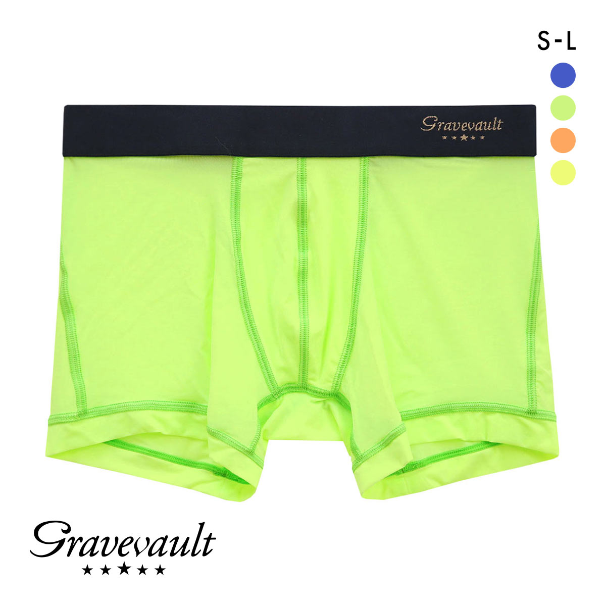 グレイブボールトGravevault PLAIN NEON colors ボクサーパンツ ショート SML 3051462(GR-グリーン-S)