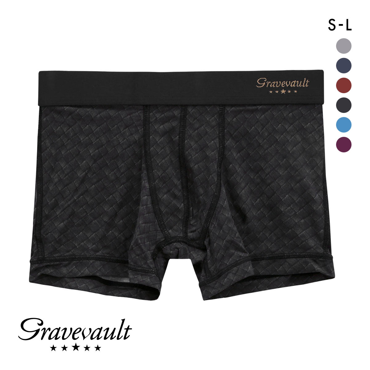 グレイブボールトGravevault Intrecciato ショート ボクサーパンツ 前とじ S M L 3051542(BK-ブラック-S)