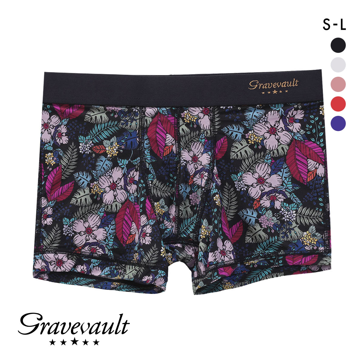 グレイブボールトGravevault WILD FLOWERS ボクサーパンツ ショート メンズ 前とじ S M L 3051782