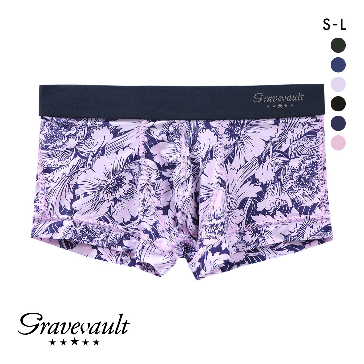 グレイブボールトGravevault FLOWER ボクサーパンツ ローライズ メンズ 前とじ S M L 3051941(PI-ピンク-S)