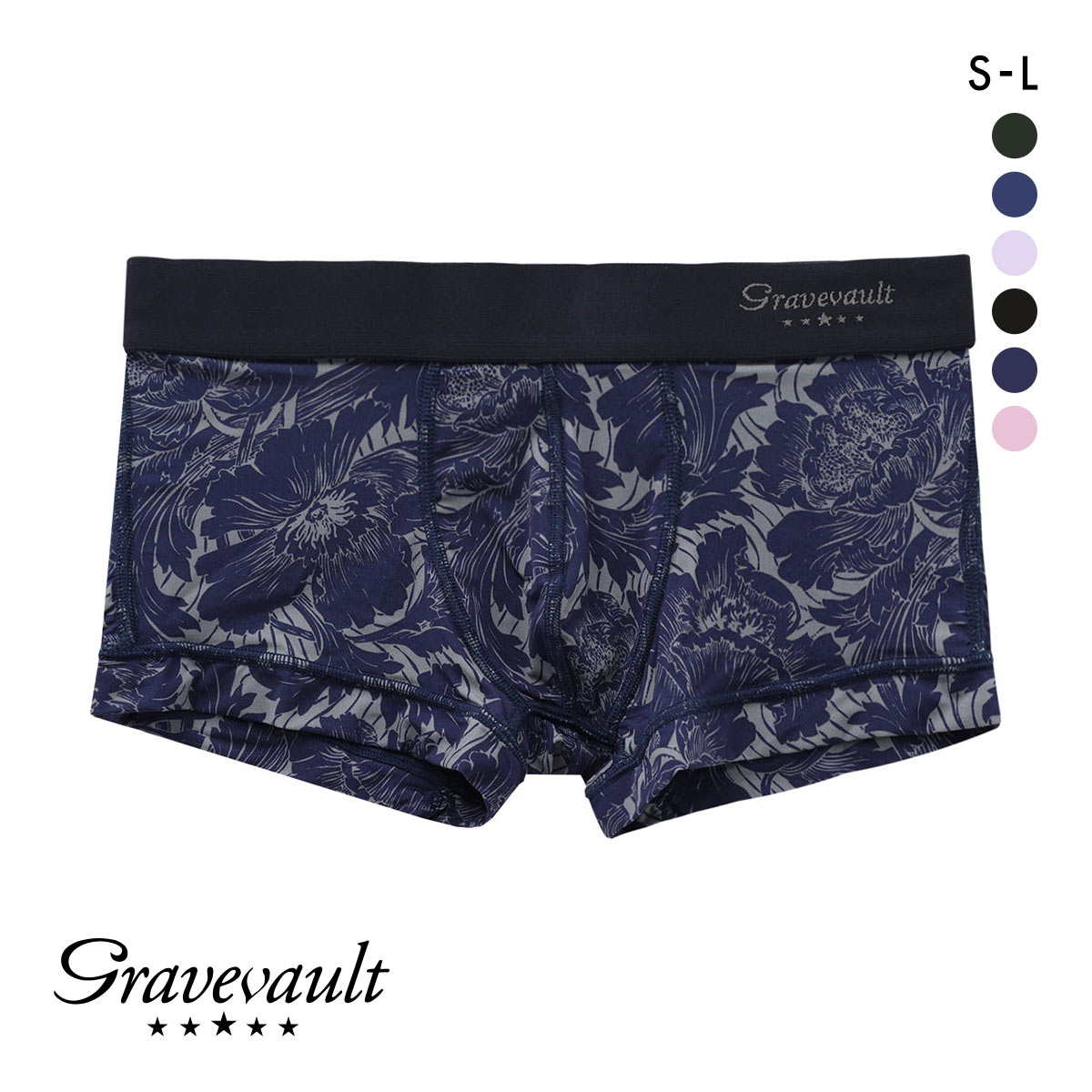 グレイブボールトGravevault FLOWER ボクサーパンツ ローライズ メンズ 前とじ S M L 3051941
