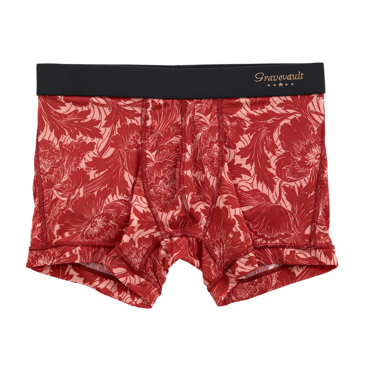 グレイブボールト Gravevault×SHIROHATO 別注 限定カラー FLOWER ボクサーパンツ ショート メンズ 前とじ S M L XL 3051942(REG-レンガ-S)