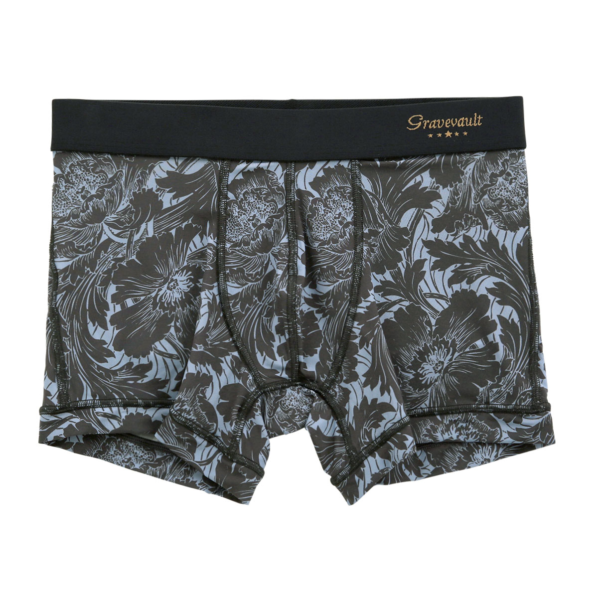 グレイブボールト Gravevault×SHIROHATO 別注 限定カラー FLOWER ボクサーパンツ ショート メンズ 前とじ S M L XL 3051942(CGY-チャコール-S)