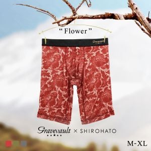 グレイブボールト Gravevault×SHIROHATO 別注 限定カラー FLOWER ロングボクサーパンツ メンズ 前とじ M L XL