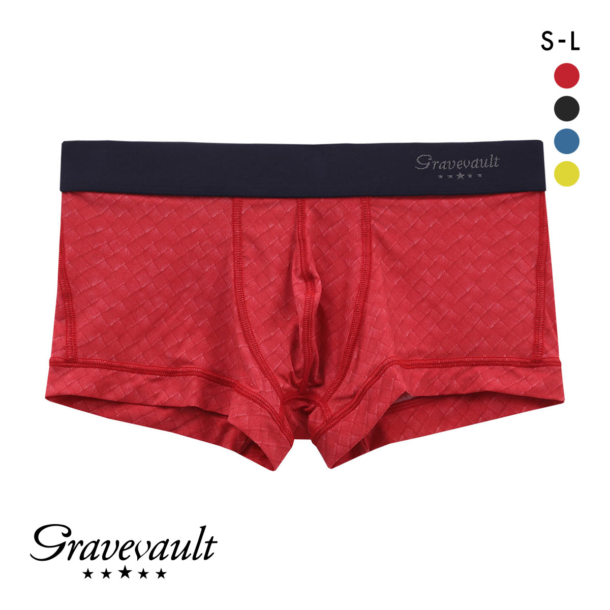 グレイブボールト Gravevault Intrecciato ローライズ ボクサーパンツ S M L 前とじ(RE-レッド-S)