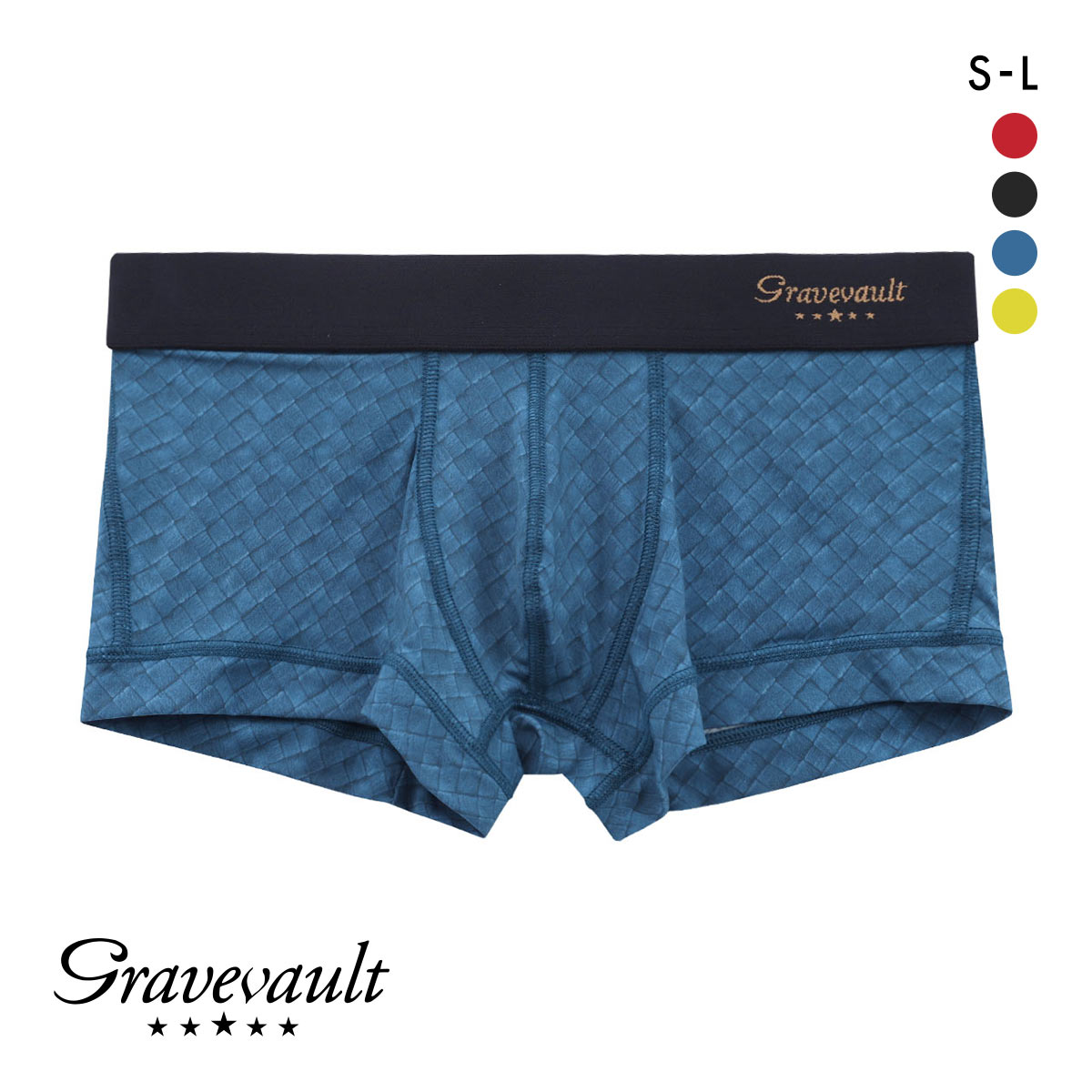 グレイブボールト Gravevault Intrecciato ローライズ ボクサーパンツ S M L 前とじ(BU-ブルー-S)
