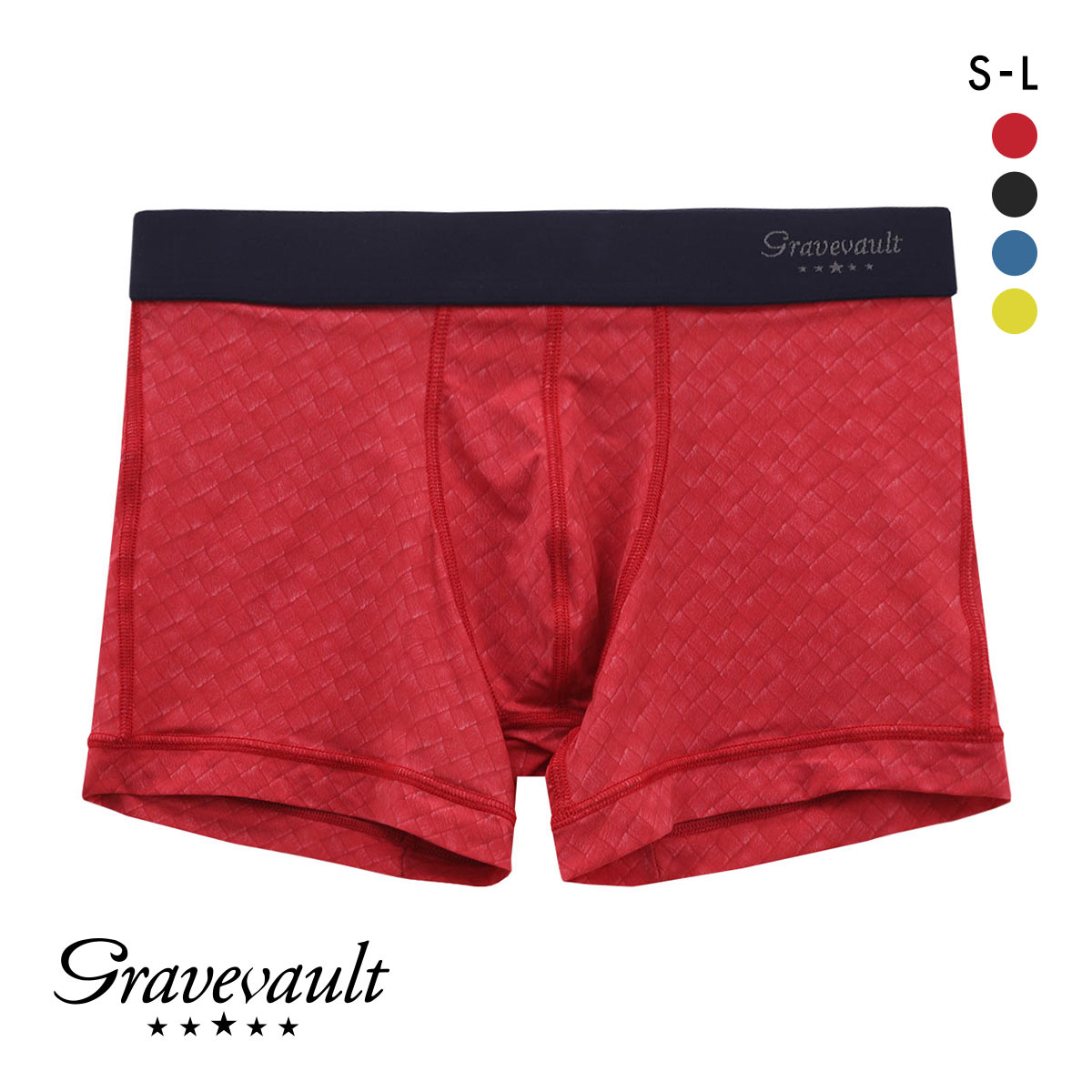 グレイブボールト Gravevault Intrecciato ショート ボクサーパンツ S M L 前とじ(RE-レッド-S)