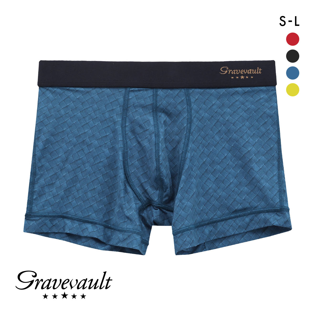 グレイブボールト Gravevault Intrecciato ショート ボクサーパンツ S M L 前とじ(BU-ブルー-S)