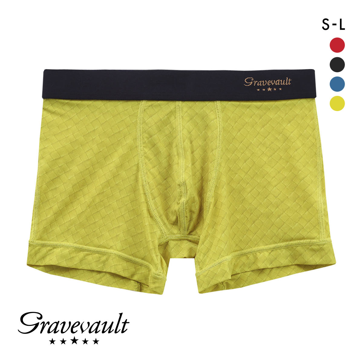 グレイブボールト Gravevault Intrecciato ショート ボクサーパンツ S M L 前とじ(LM-ライム-S)