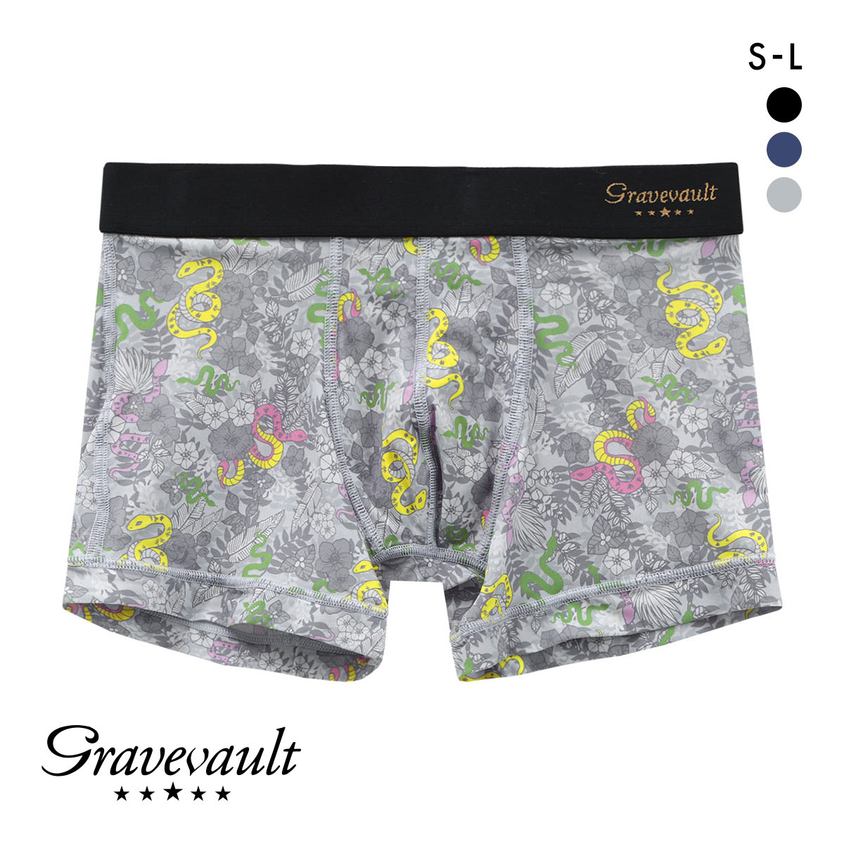 グレイブボールト Gravevault SPIRAL ショートボクサーパンツ SML ヘビ(GY-グレー-S)