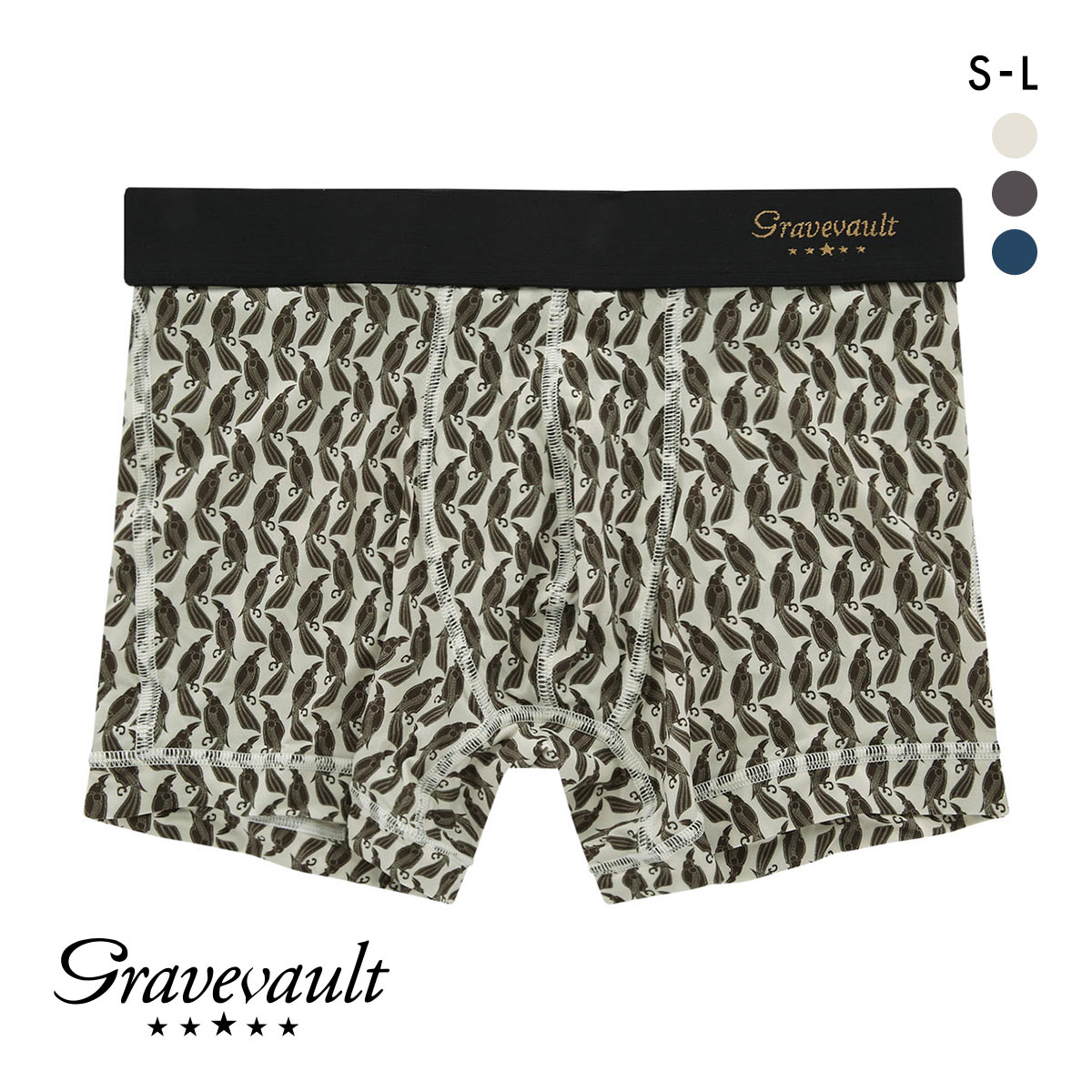 グレイブボールト Gravevault JACKDAW ショートボクサーパンツ SML カラス(IV-アイボリー-S)
