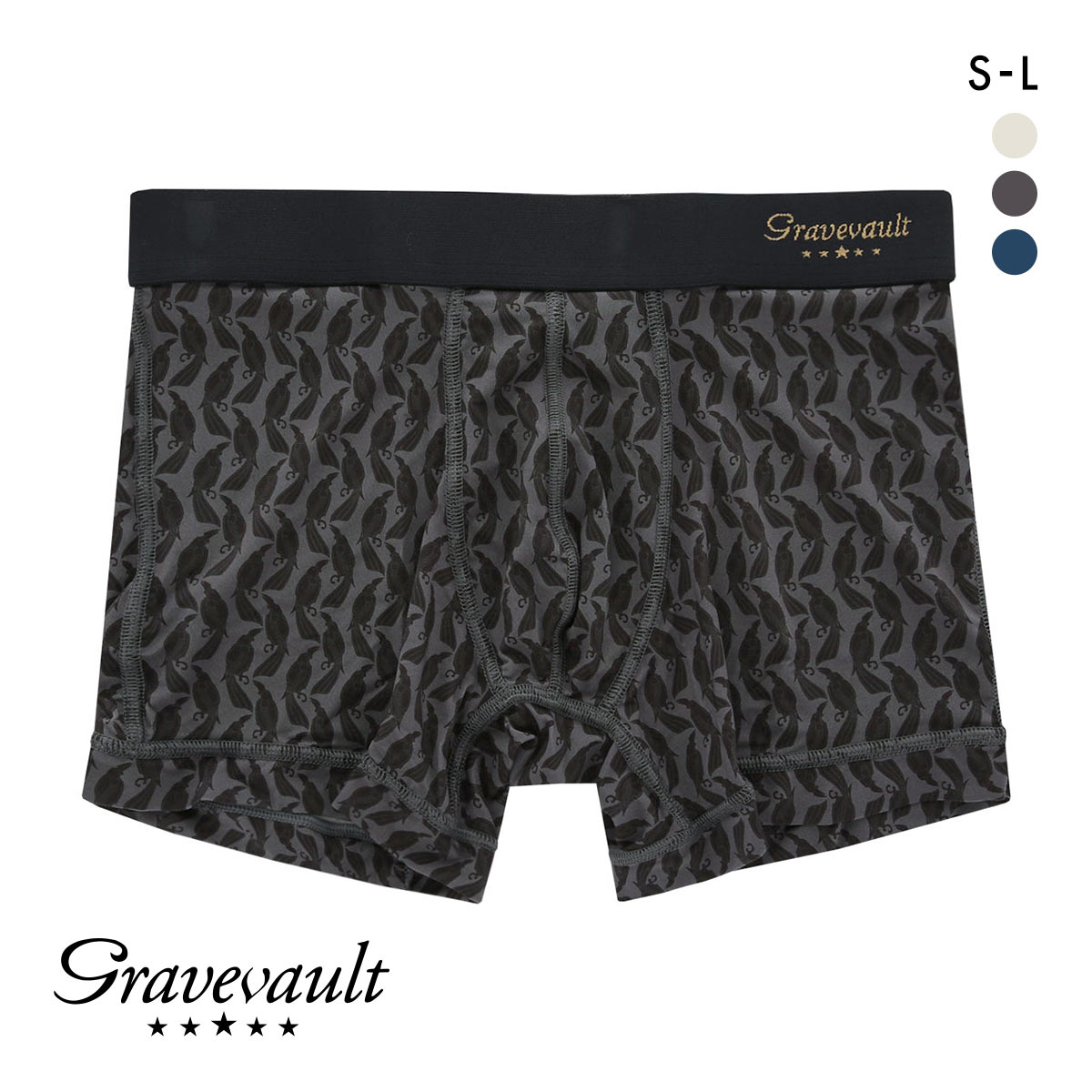 グレイブボールト Gravevault JACKDAW ショートボクサーパンツ SML カラス(BK-ブラック-S)