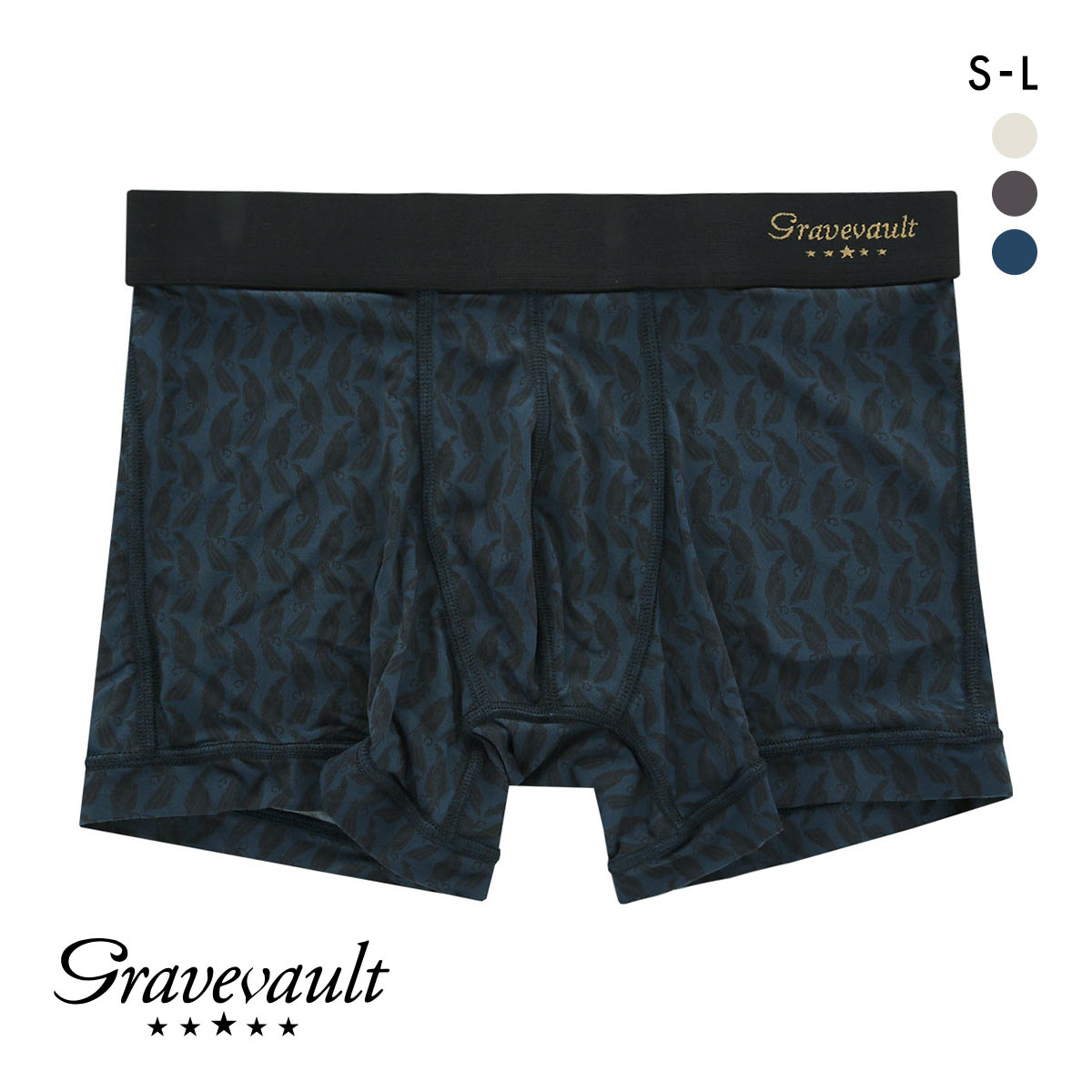 グレイブボールト Gravevault JACKDAW ショートボクサーパンツ SML カラス(NV-ネイビー-S)
