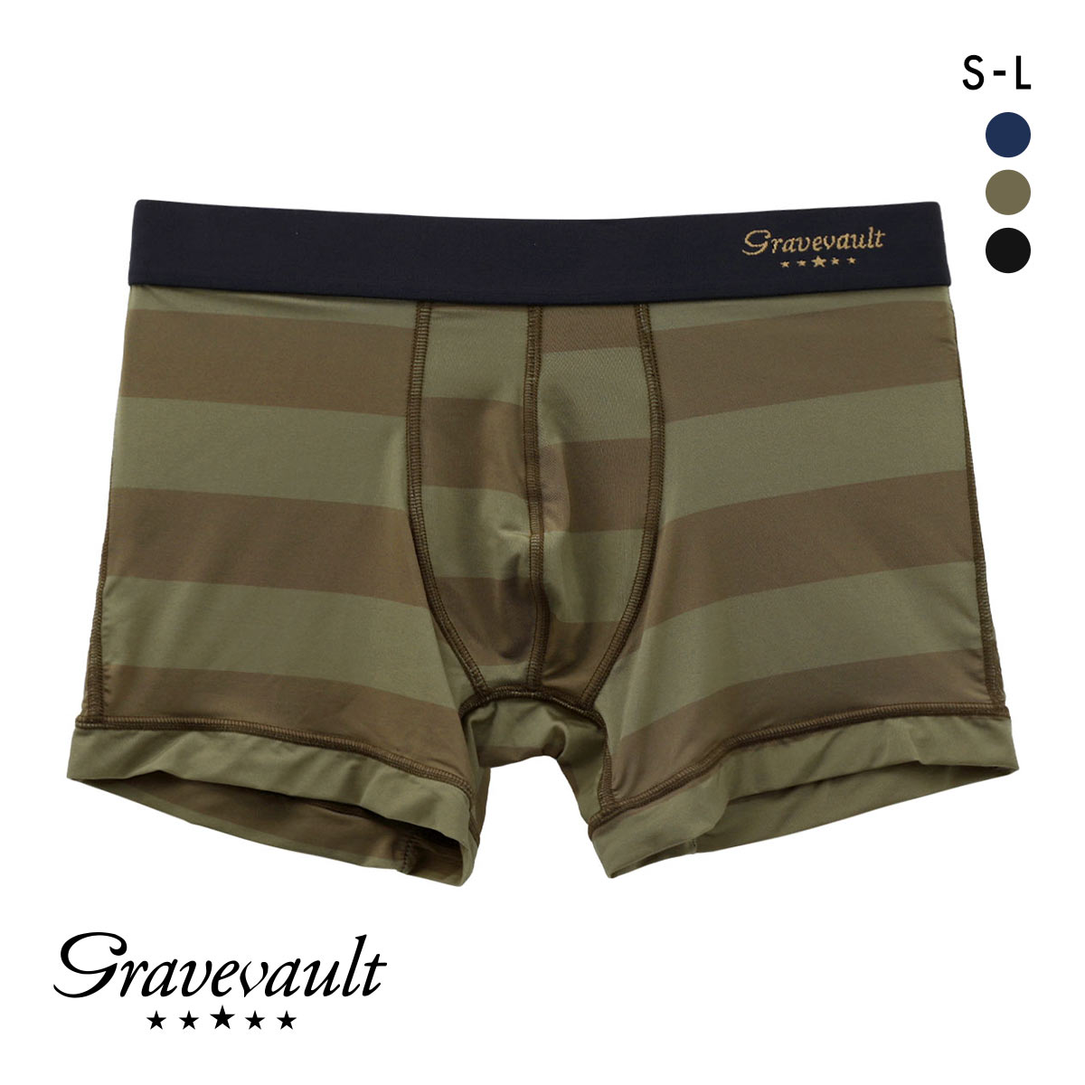 グレイブボールト Gravevault Border Line ショートボクサーパンツ SML 3052062(OV-オリーブ-S)