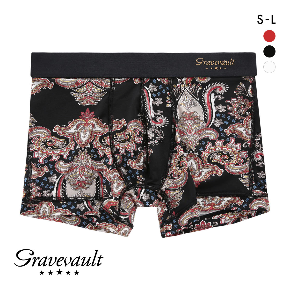 グレイブボールト Gravevault Oriental BANDANA ショートボクサーパンツ SML バンダナ ペイズリー(BK-ブラック-S)