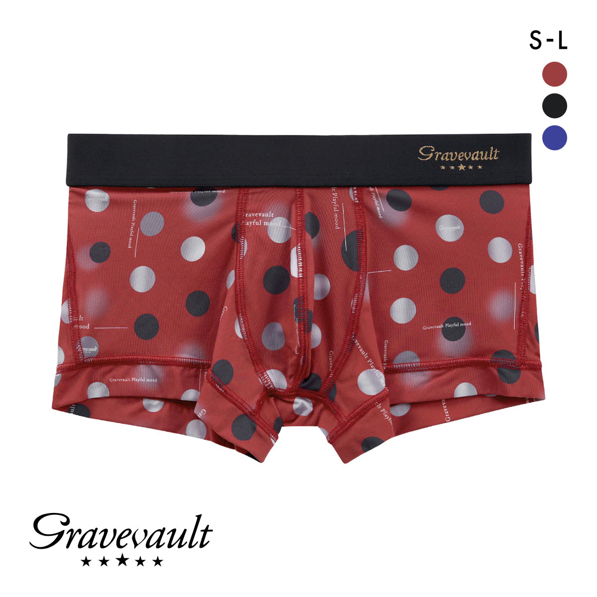 グレイブボールト Gravevault Playful mood ローライズボクサーパンツ SML(RE-レッド-S)