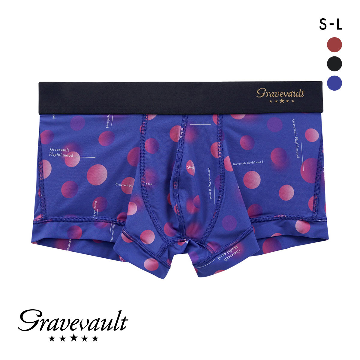グレイブボールト Gravevault Playful mood ローライズボクサーパンツ SML(BU-ブルー-S)